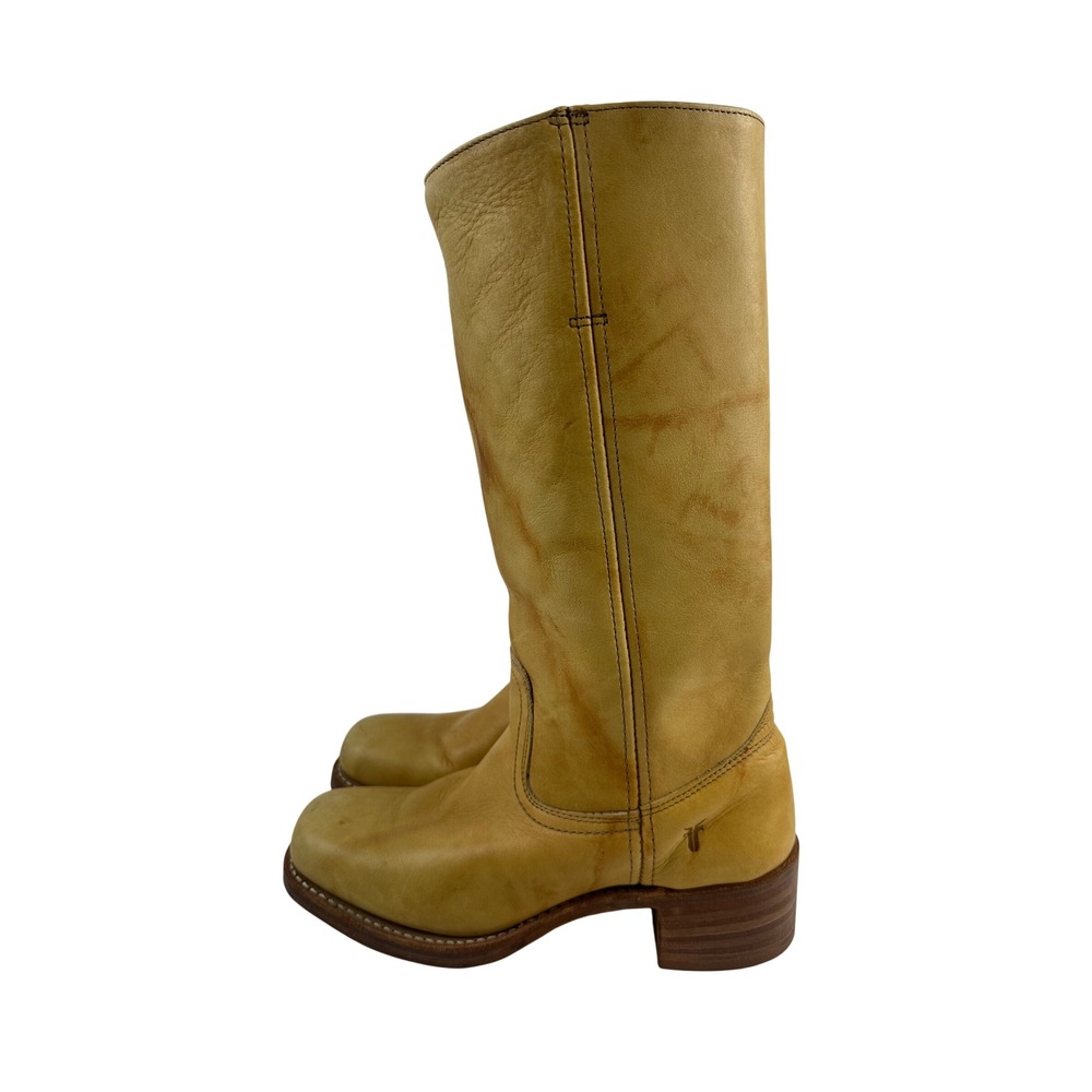 Frye Campus 14L Tall Boot Banana Leather Western Pull On Square Toe 77050 Size 8